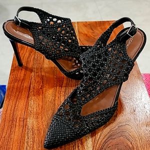 Barely worn sexy black slingback heels